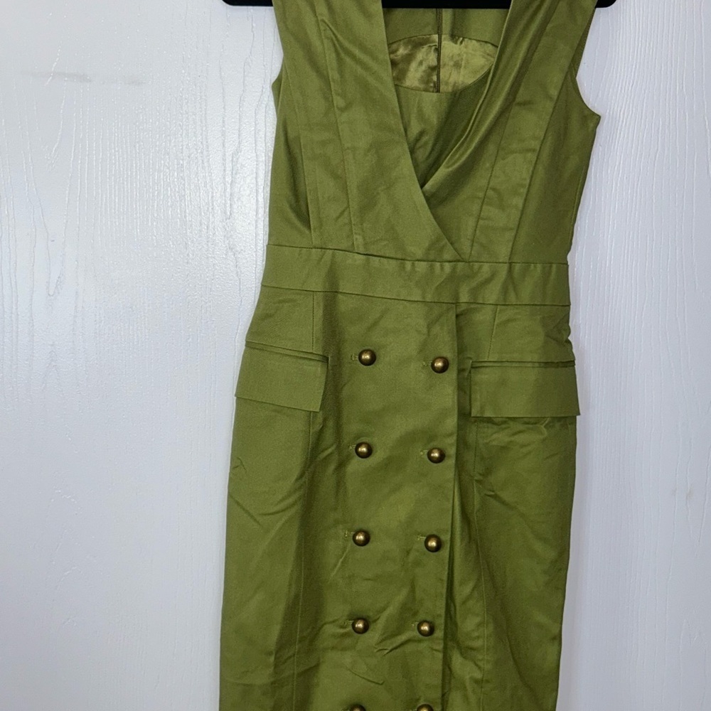 NWOT G.I.L.I Olive military style dress - Picture 2 of 7